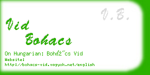 vid bohacs business card